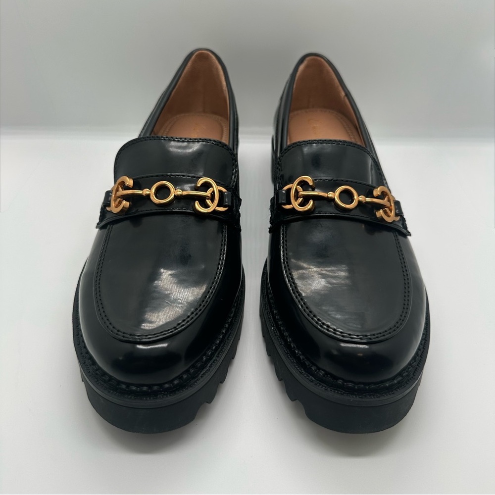 Sleek Black Loafers with Gold Accent